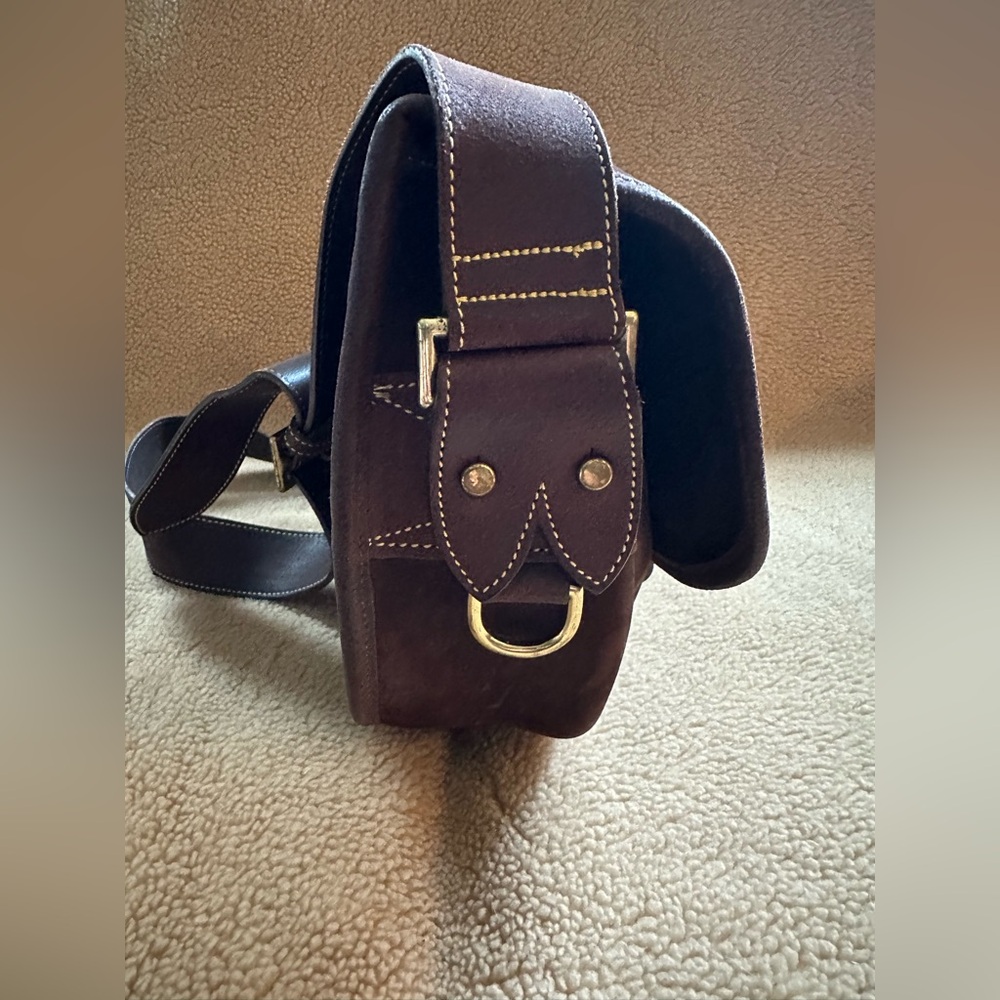 Dooney & Bourke Vintage Brown Suede Leather Saddle bag crossbody purse - Picture 8 of 11